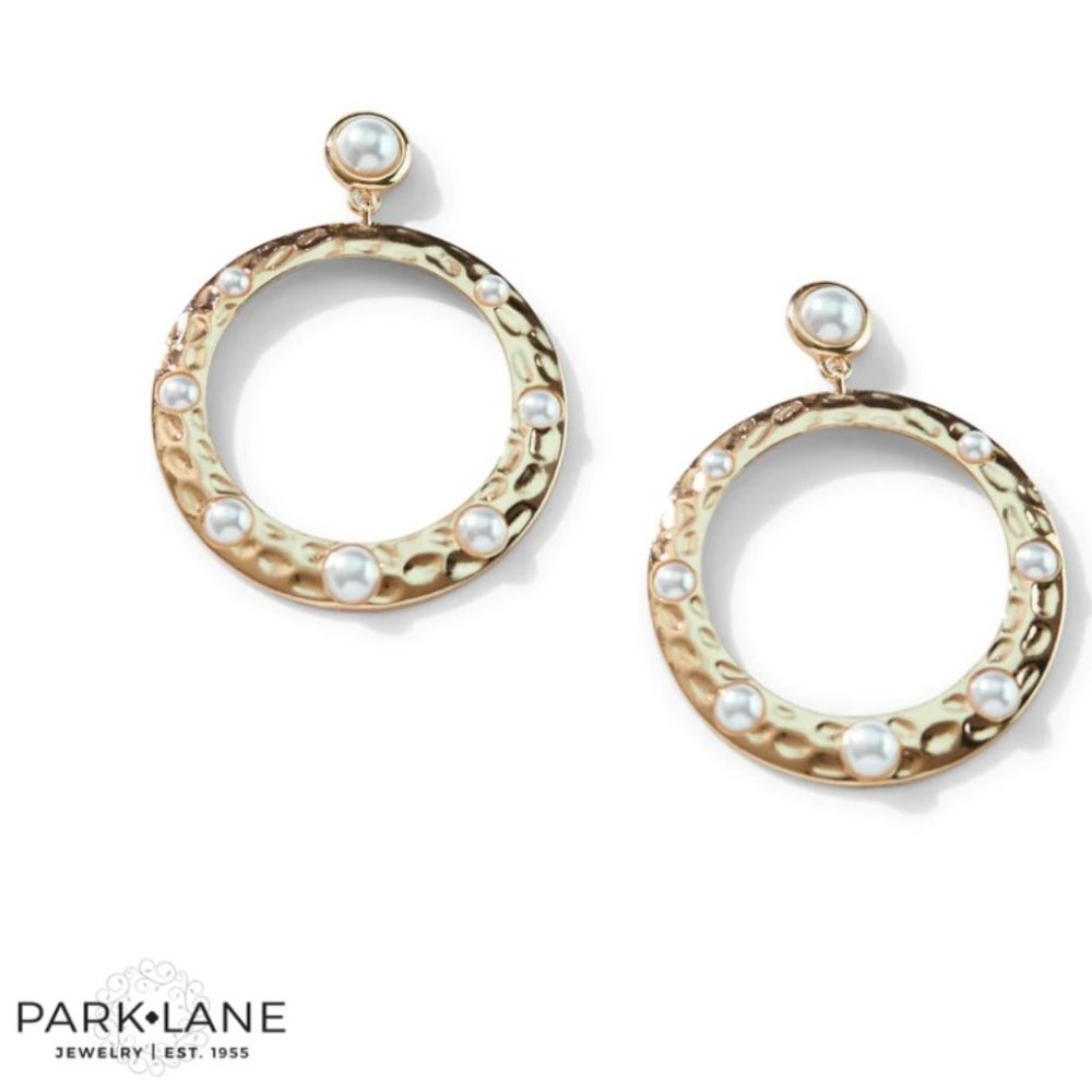 Park Lane "Angel" Earrings - Gold Circles with Pearls